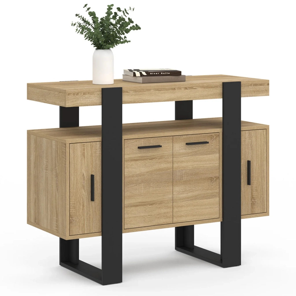 IDMarket - Credenza PHOENIX a 4 ante, legno e nero, 100 cm