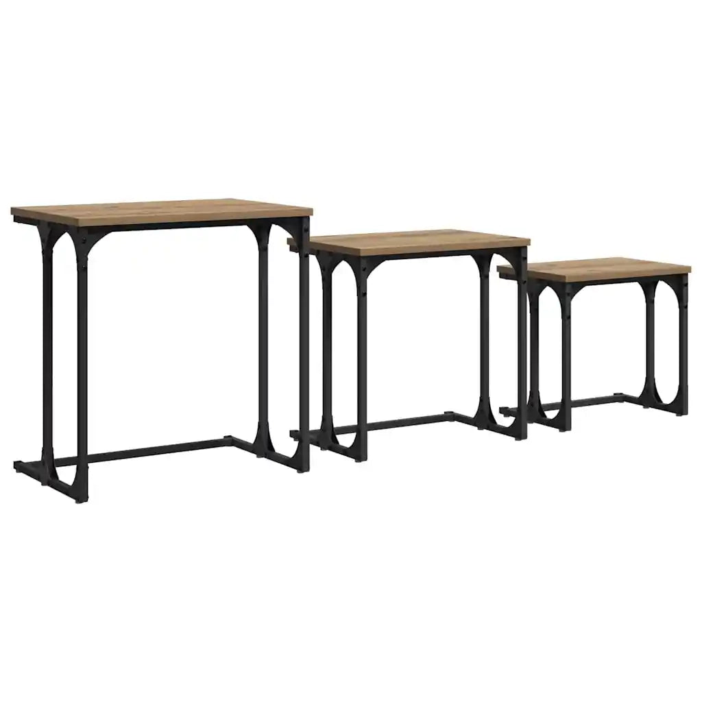 Tavolo da caffè nesting 3 pcs rovere artigianale 883532