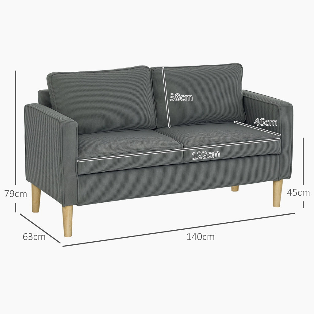 Divano 2 Posti Tessuto Velluto con Contenitore e Cuscini ¨C Minimal ¨C Grigio 140x63x79 cm