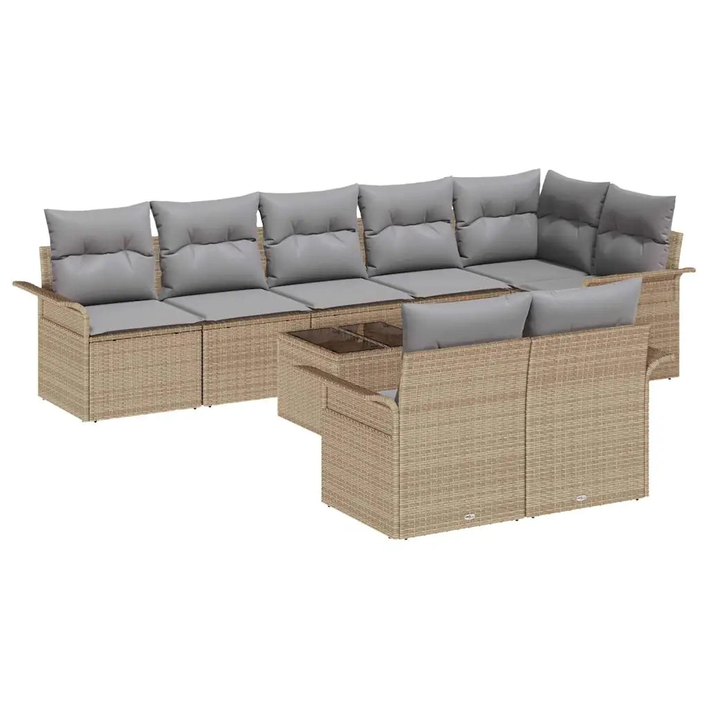 Set Divano da Giardino con archiviazione 9 pcs Beige polyrattan 3354089