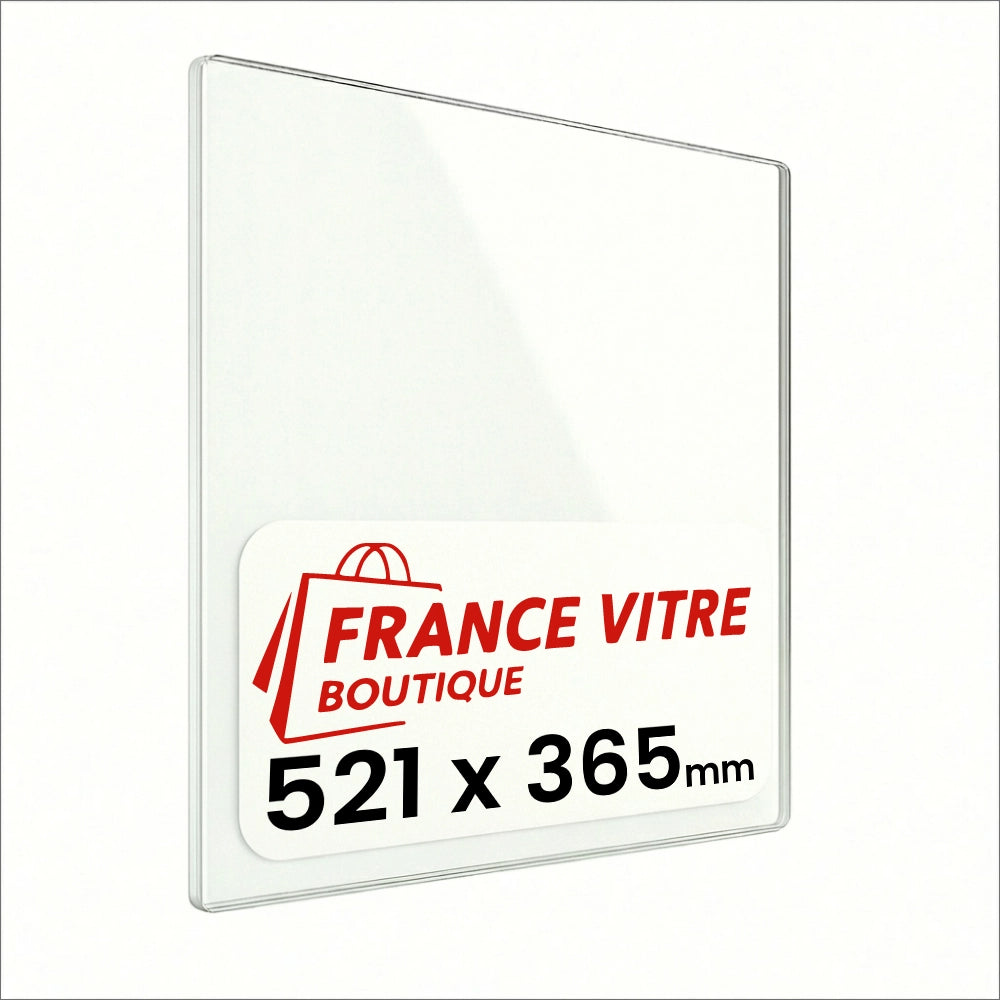 521 x 365 x 4 mm - Vetro per stufa a legna - vetro camino di ricambio - vetro per caminetto resistente al fuoco - France Vitre