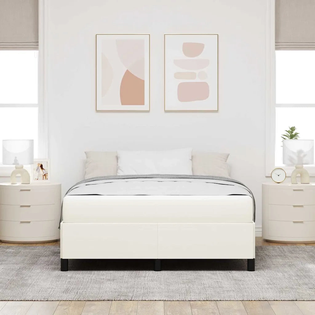 Struttura del letto con materasso Crema 140 x 200 cm Tessuto 3399127