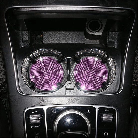 Accessori Auto Interiore - 2 Pezzi - Strass Universali con Glitter - Supporto per Tazza - Anti-slip - Accessori Auto - Interiore