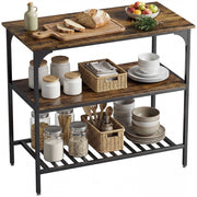Scaffale da cucina rustico ¨C zephmum ¨C 3 ripiani, in acciaio, marrone e nero