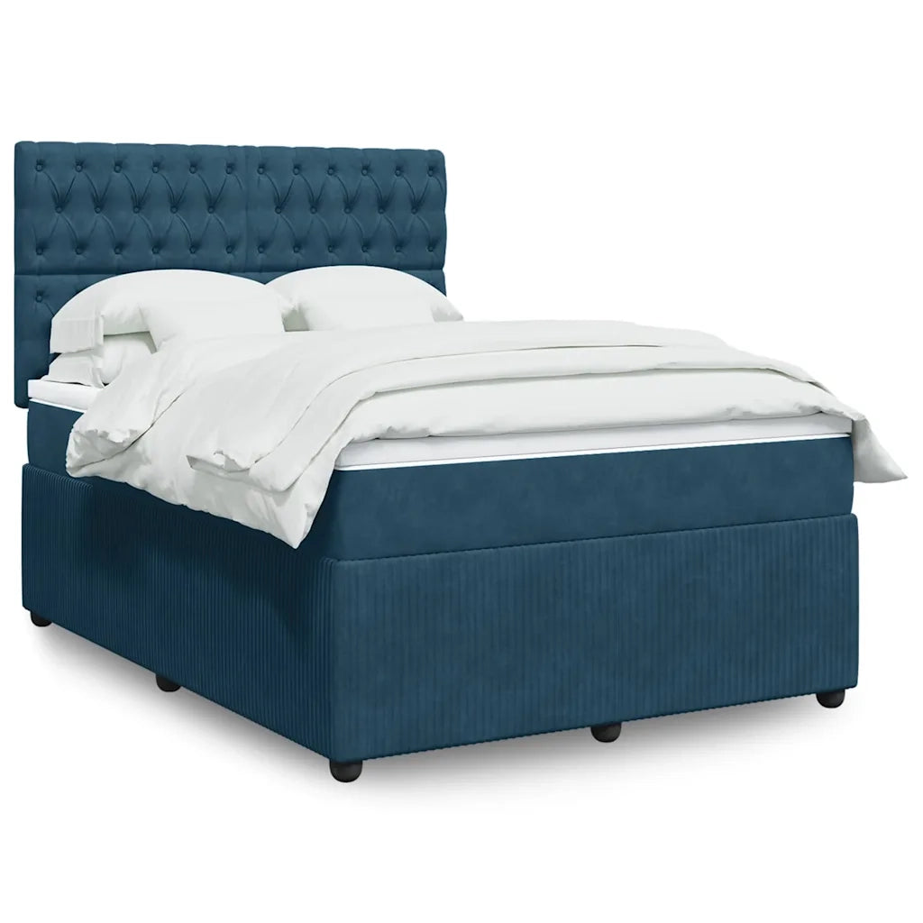 Giroletto a Molle con Materasso Blu 140x190 cm in Velluto 3294644
