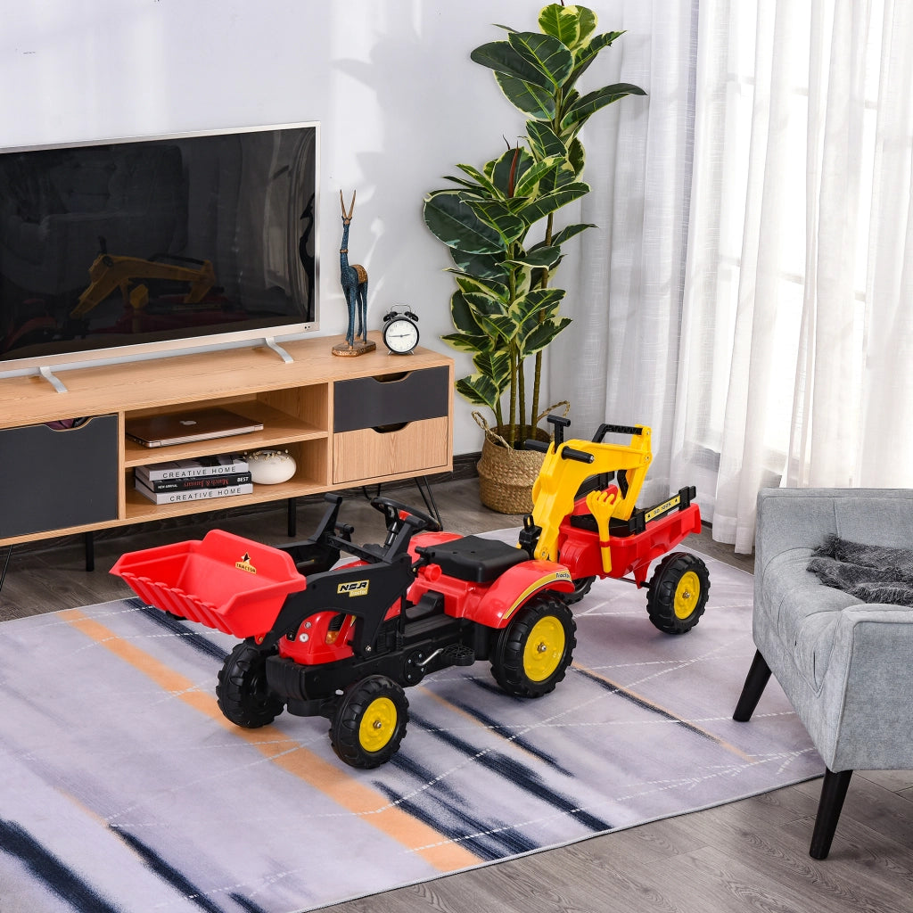 Trattore a Pedali con Rimorchio e Benna ¨C Minimal ¨C Rosso