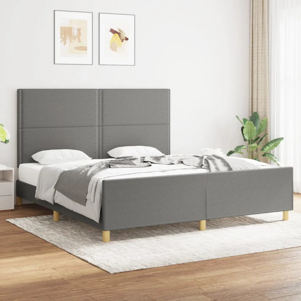 Letto matrimoniale | Letto per adulti | Giroletto senza Materasso Grigio Scuro 180x200 cm Tessuto