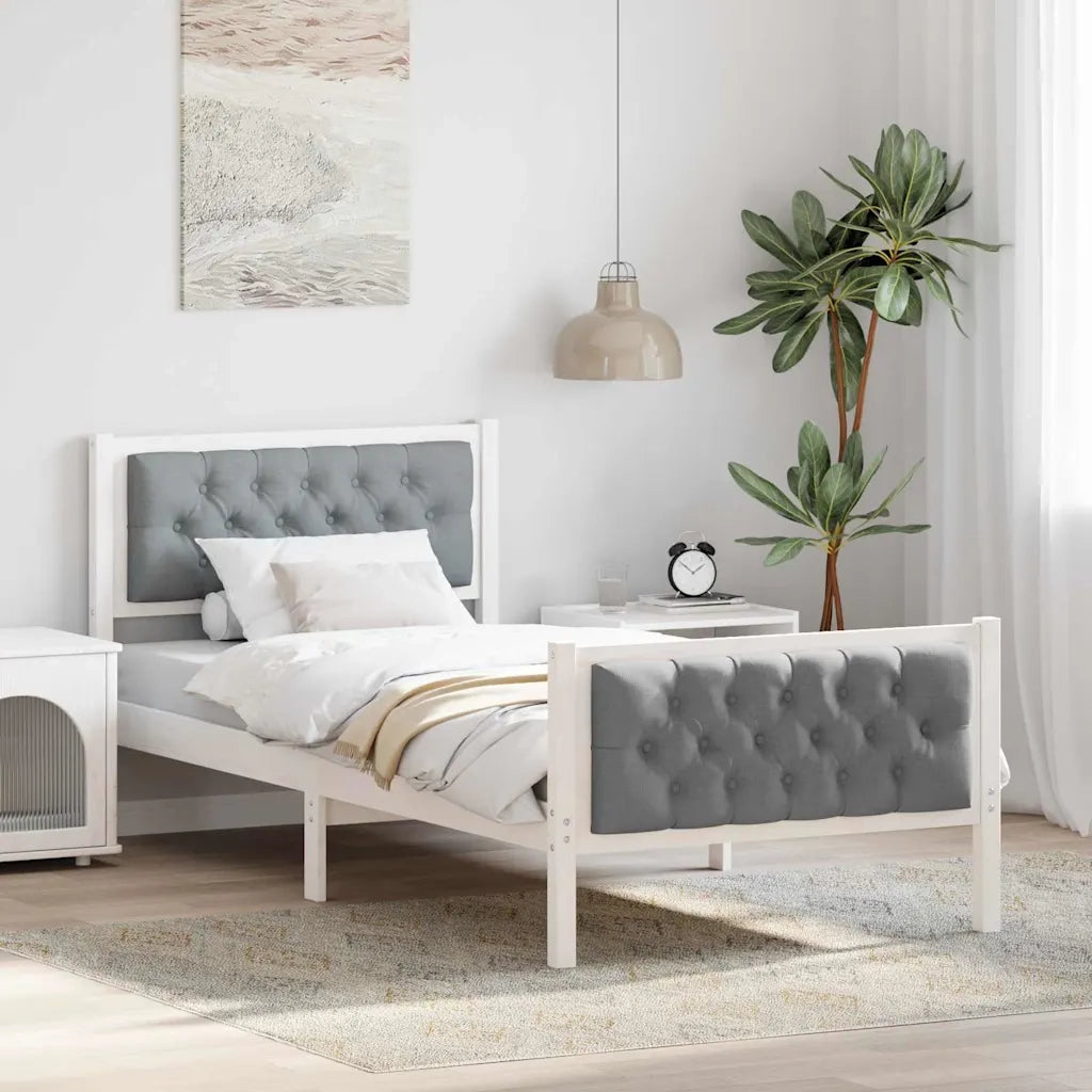 Letto singolo | Letto per adulti | Struttura del letto Grigio chiaro 90 x 190 cm Pino massello