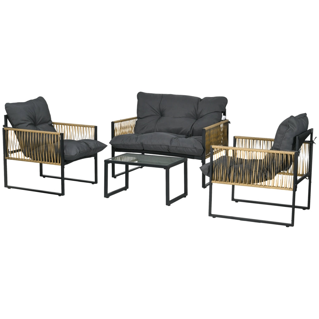 Set divano giardino 4 pezzi con 2 fauteuils e tavolino ¨C Minimal ¨C grigio