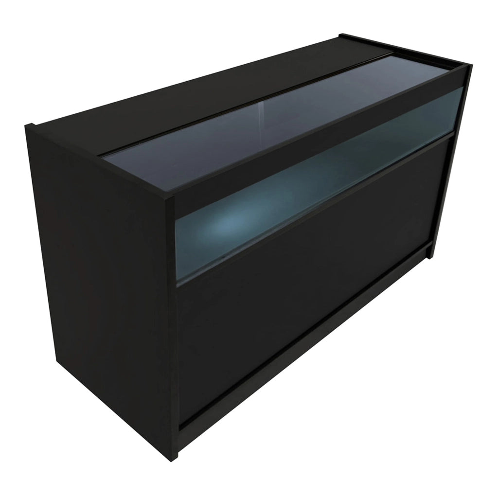 Bancone LED B1500 Nero con 1 Ripiano a Vista e 2 Ripiani Chiusi