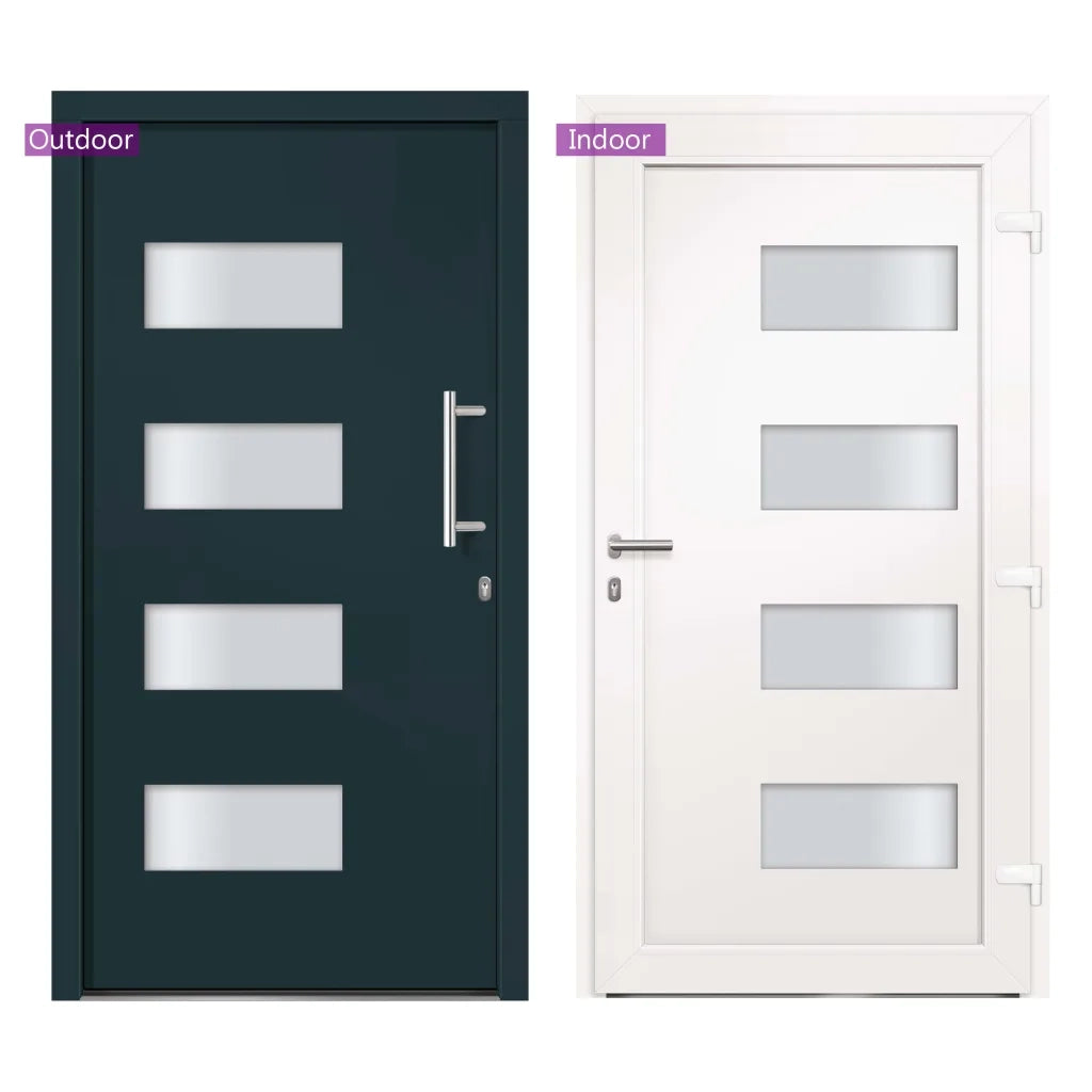 Porta d'Ingresso in Alluminio e PVC Antracite 100x200 cm 3056824