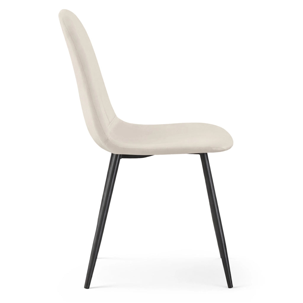 Sedia in velluto trapuntata LUMO Beige gambe nere