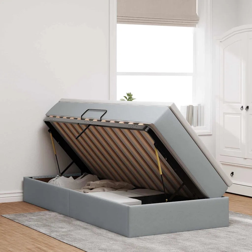 Letto con contenitore e materasso Grigio chiaro 90 x 190 cm 3370194