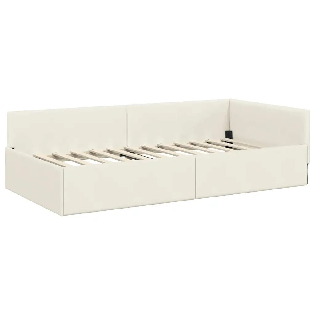 Cornice del letto ad angolo Crema 100 cm x 200 cm Velluto 42016098