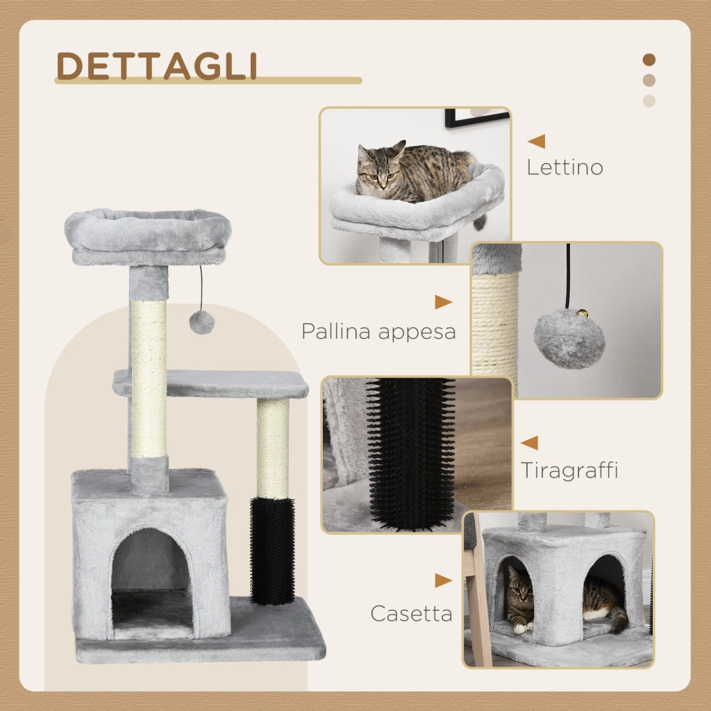 Tiragraffi per Gatti con Lettino e Casetta Multilivello ¨C Zephmum ¨C Grigio