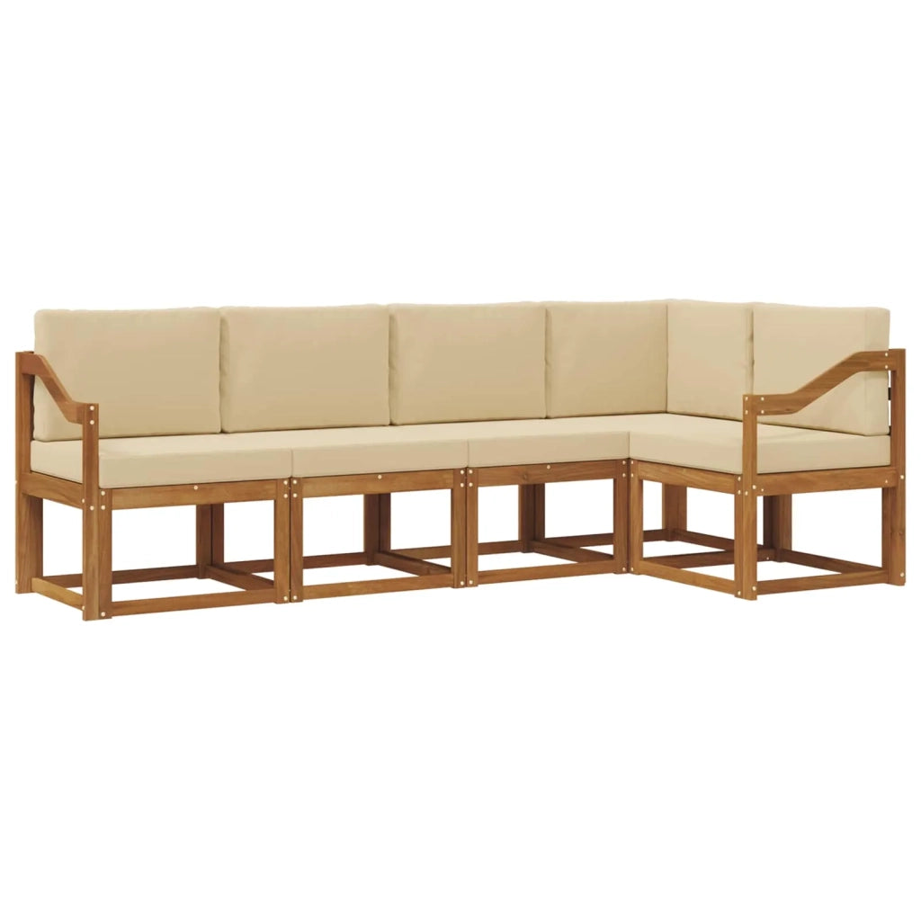 Set di divani da esterno con cuscino 5 pcs Naturale e Beige 3366411
