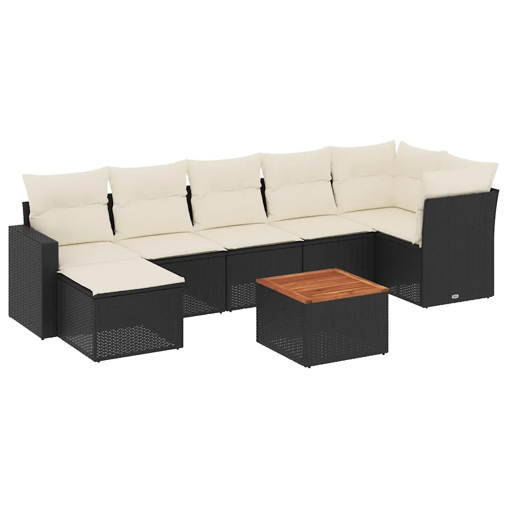 Set Divani da Giardino con Cuscini 8 pz Nero in Polyrattan 3256560