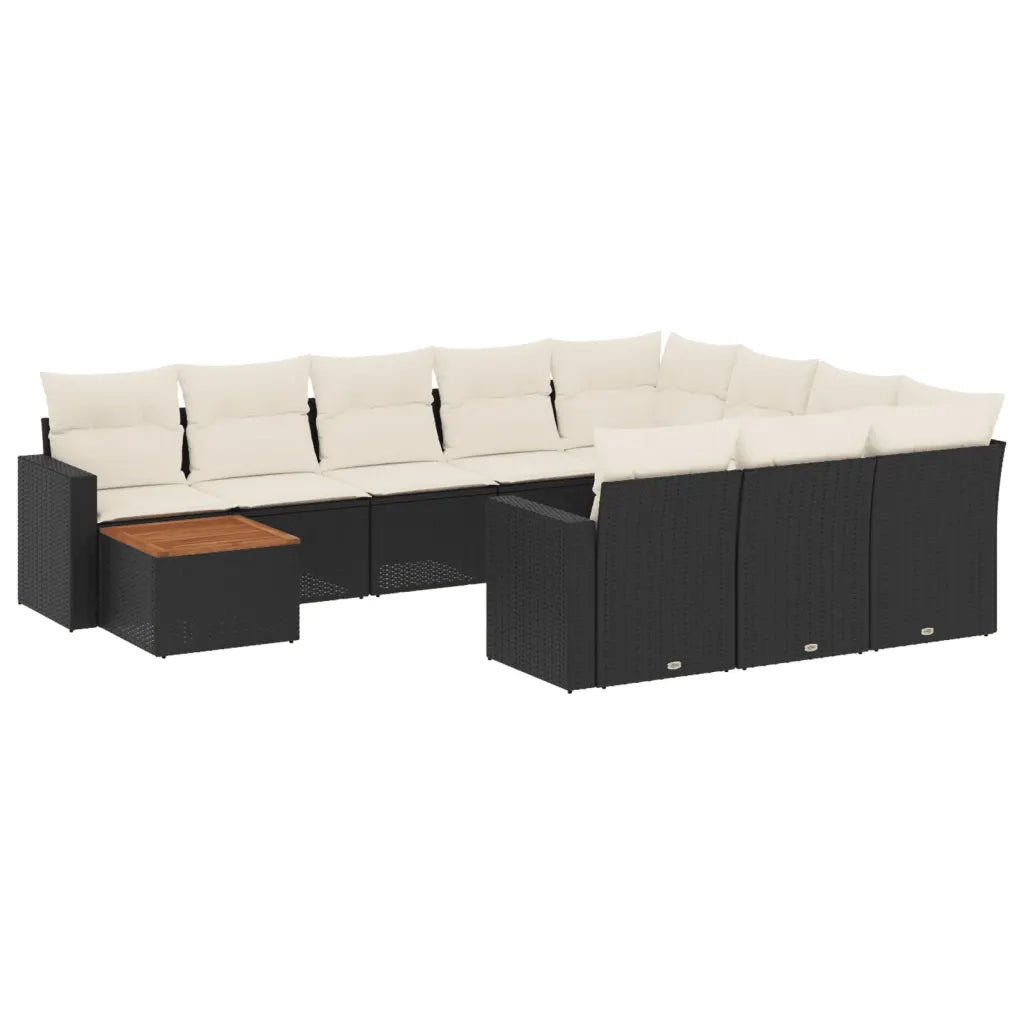 Set Divani da Giardino 11 pz con Cuscini in Polyrattan Nero 3224306