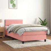 Giroletto a Molle con Materasso Rosa 80x200 cm in Velluto 3141334