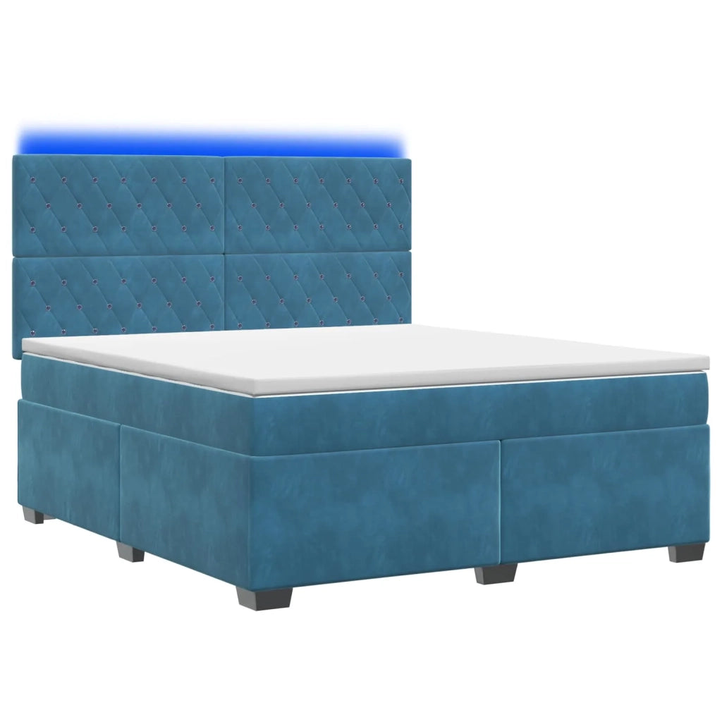 Letto box spring con materasso Blu 140 x 190 cm Velluto 3455100