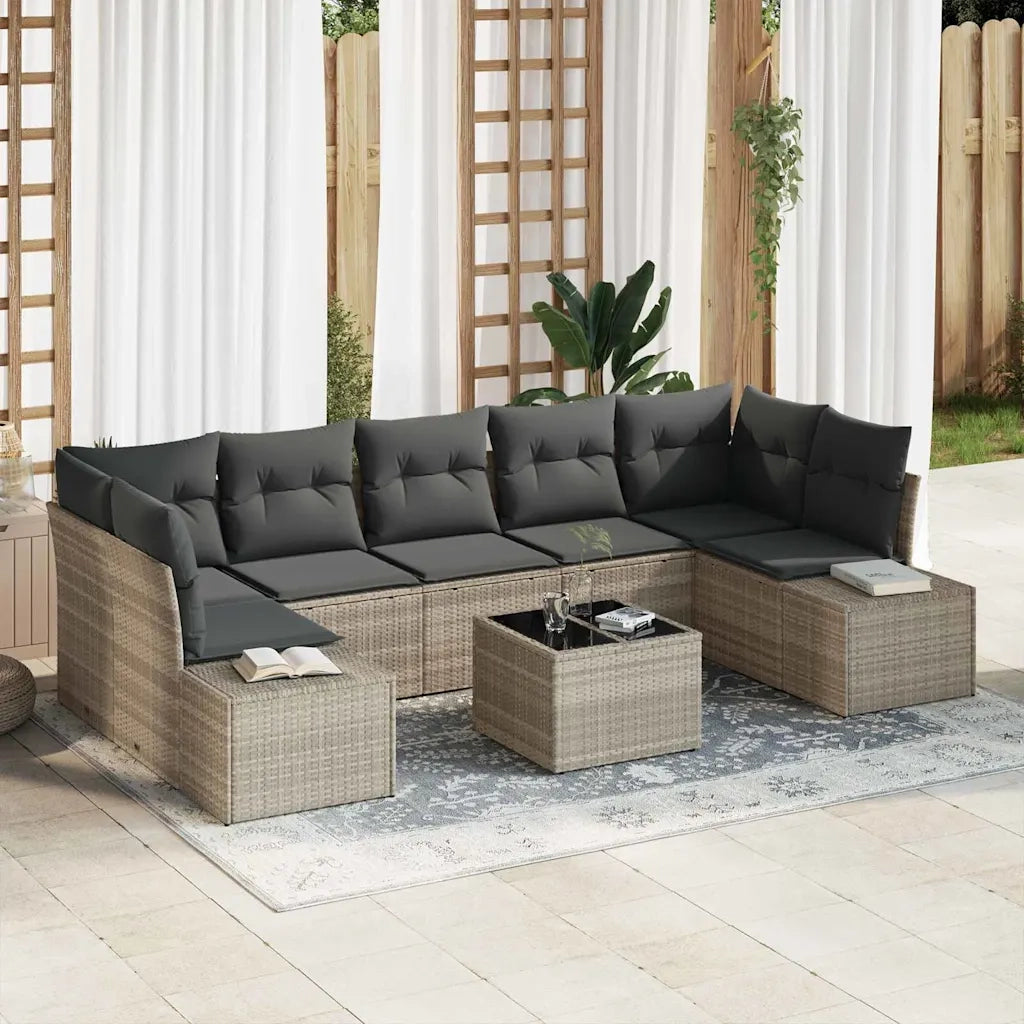 Set Divano da Giardino 8 pcs Grigio chiaro e grigio scuro