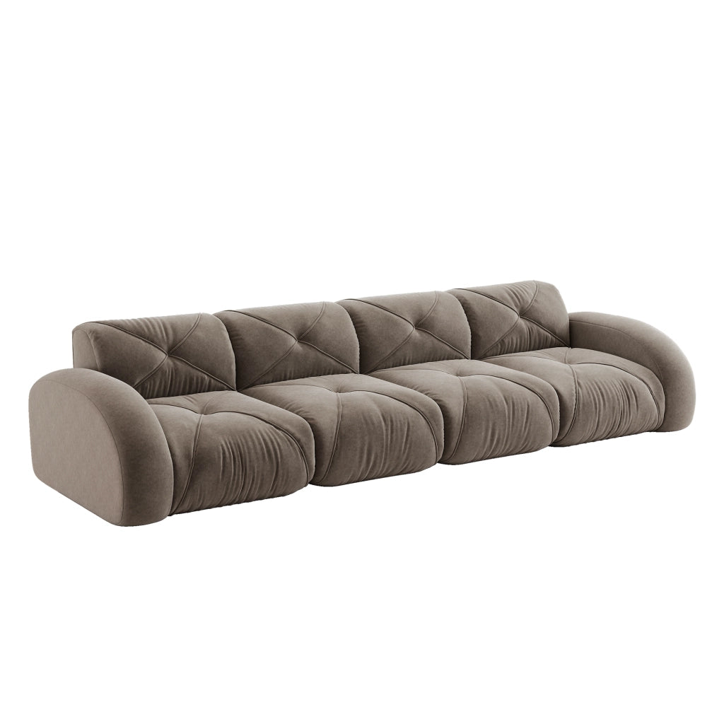 Divano 4 Posti Modulare ¨C Xylo ¨C Tessuto Chenille, Marrone, Senza Montaggio