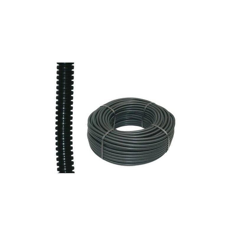 TUBO CORRUGATO PIEGHEVOLE IN PVC NERO CON TIRAFILO D25 ROTOLO DA 10 MT