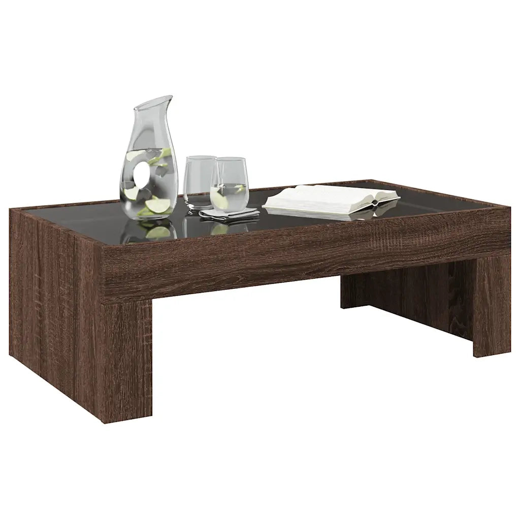 Tavolino da Salotto con LED Infinity Rovere Marrone 90x50x30 cm 847622