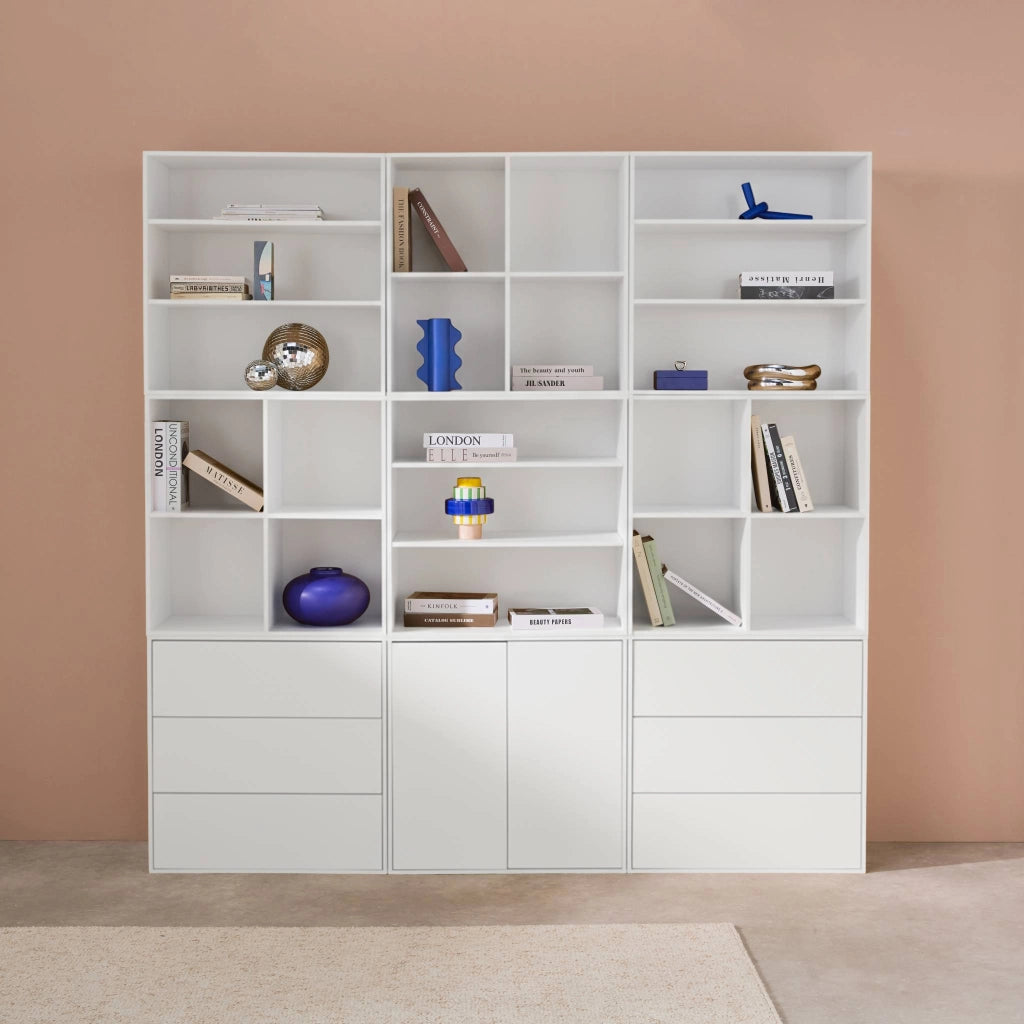 Libreria modulare decorativa in legno con 9 elementi, bianco
