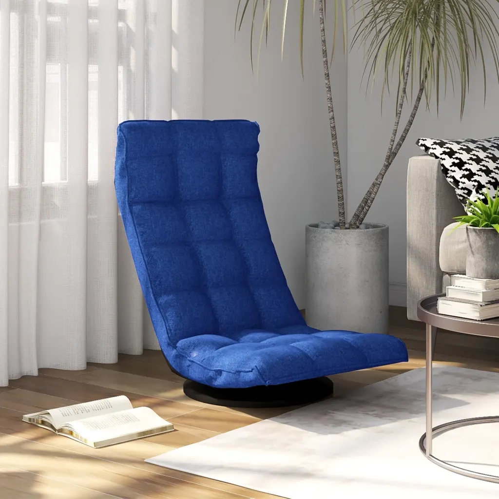 Sedia da Pavimento Girevole Blu in Tessuto 336578