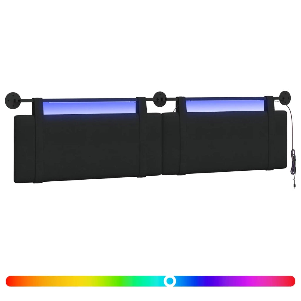 Testiera sospesa Con luce LED Nero Tessuto 3424029
