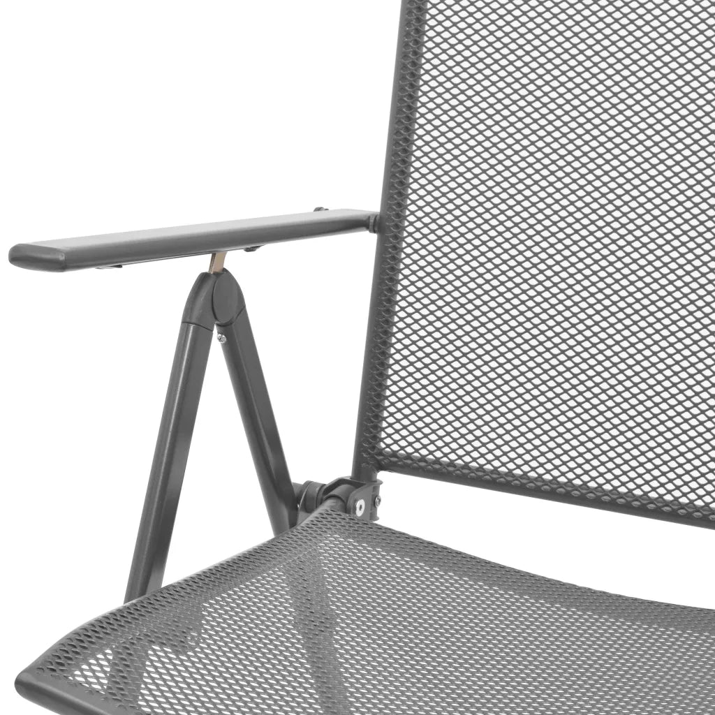 Set Sedie Giardino Reclinabili 3 pz | Sedie da Esterno Antracite Acciaio Verniciato