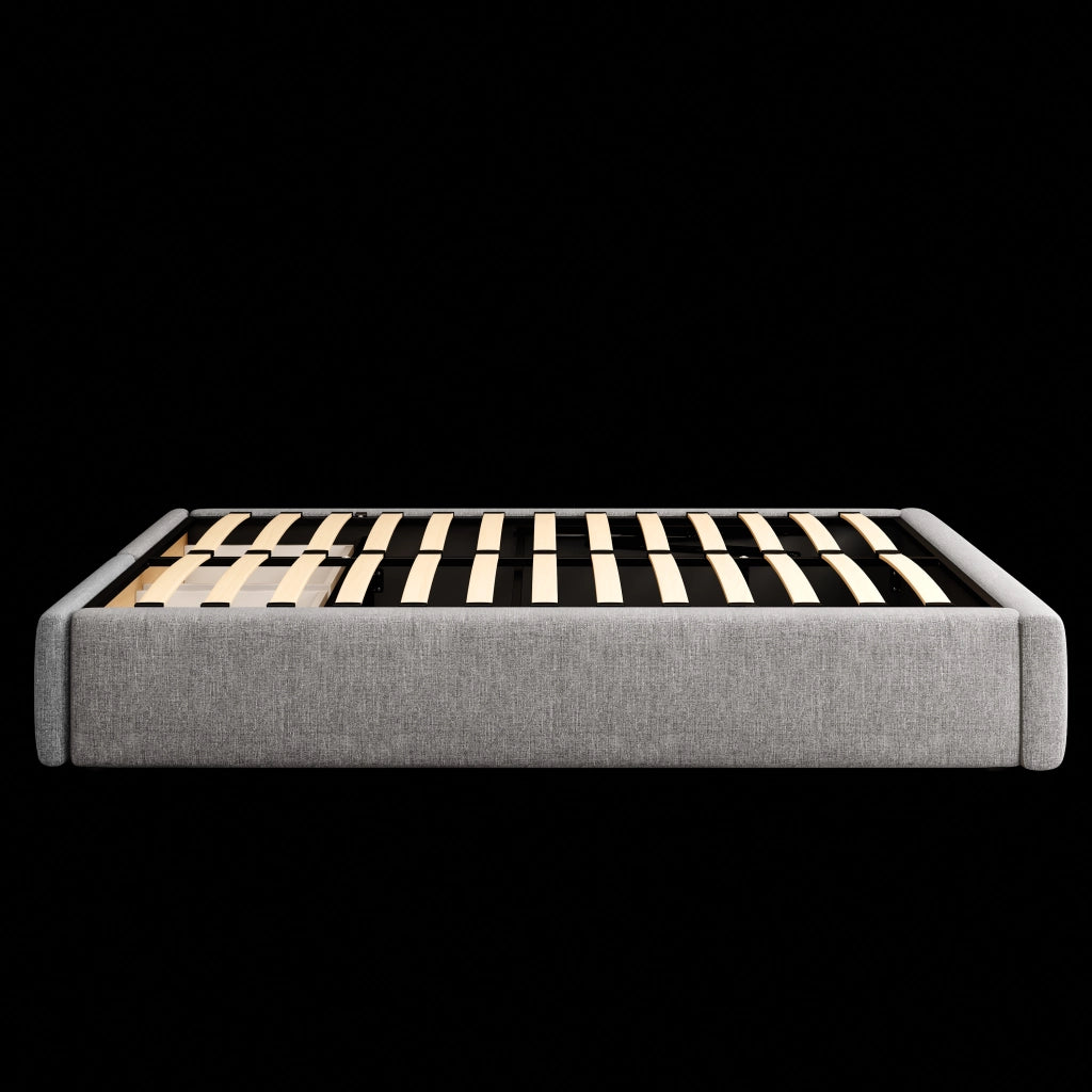 letto imbottito tessuto lino e cotone grigio 140 x 200 cm