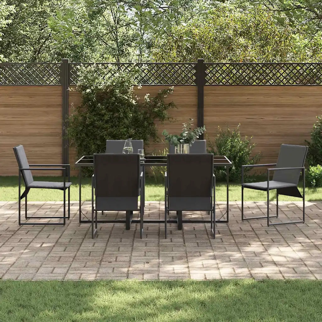 Set da Pranzo per Giardino 7 pcs Nero Acciaio 3335859