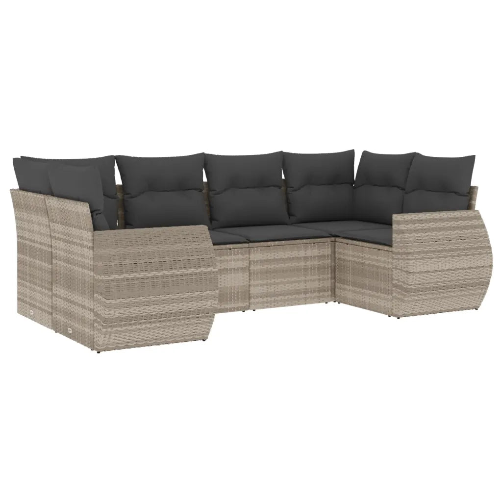 Set Divano da Giardino 6pz con Cuscini Grigio Chiaro Polyrattan 3254119