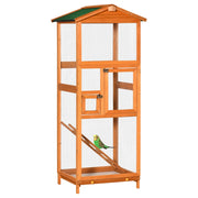Gabbia per uccelli in legno di abete ¨C Xylo ¨C 2 porte, tetto asfaltato, 68x63x165cm