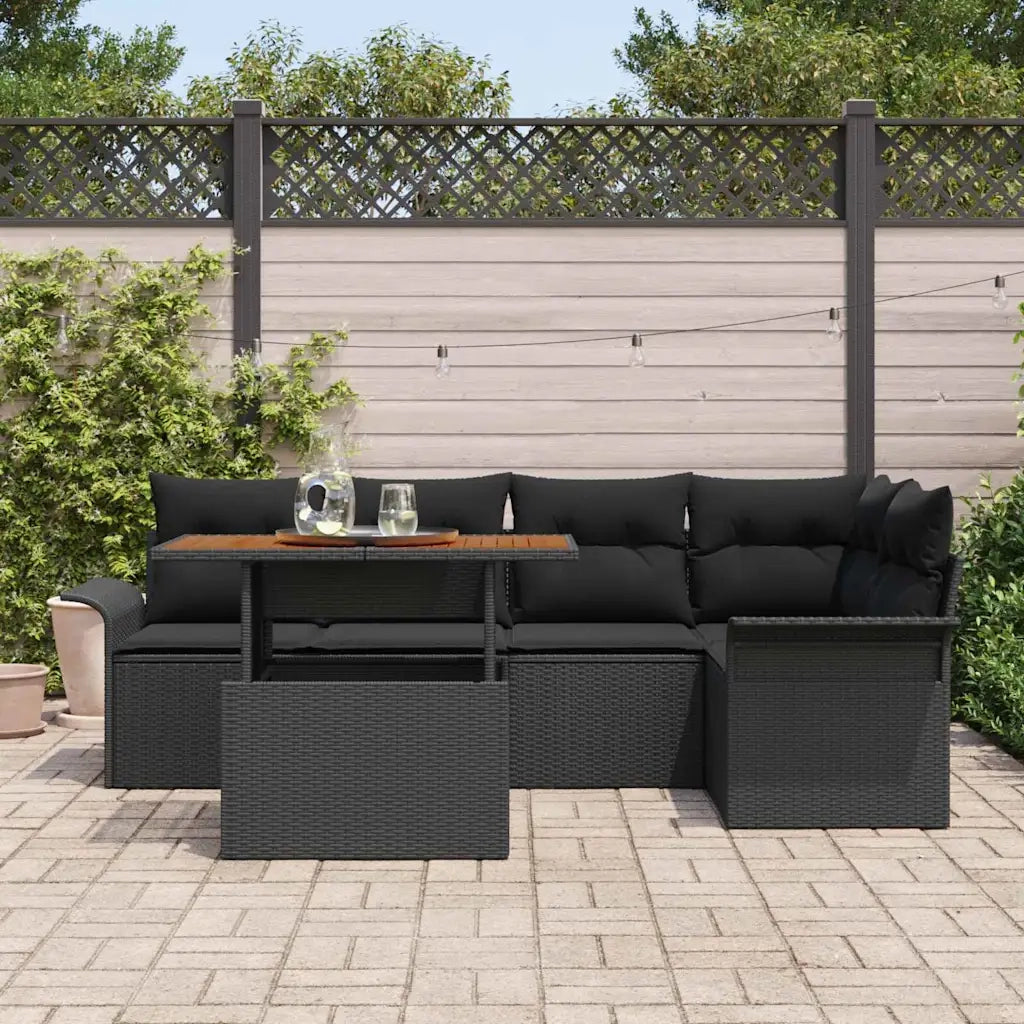 Set Divano da Giardino con cuscino 6 pcs Nero 3349337