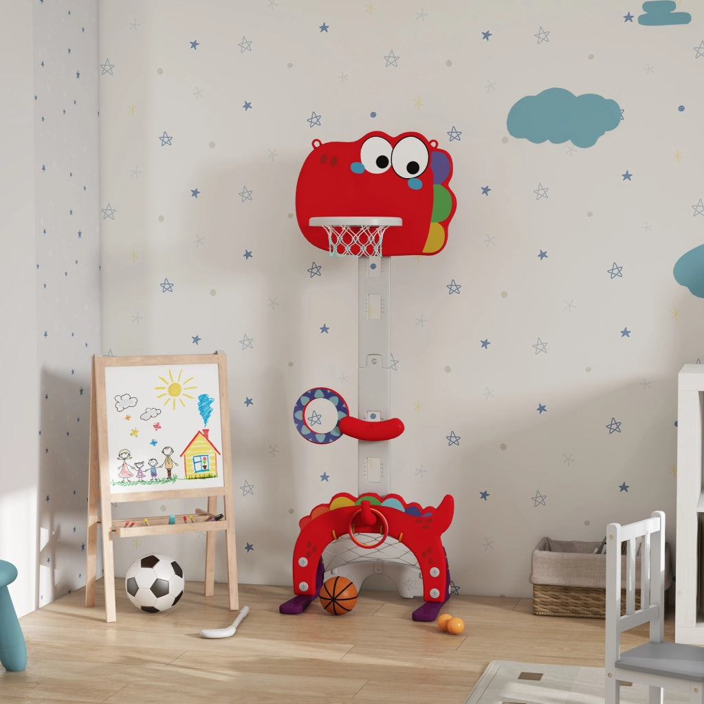 Cestino da Basket per Bambini 5 in 1 con Altezza Regolabile ¨C Minimal ¨C Rosso