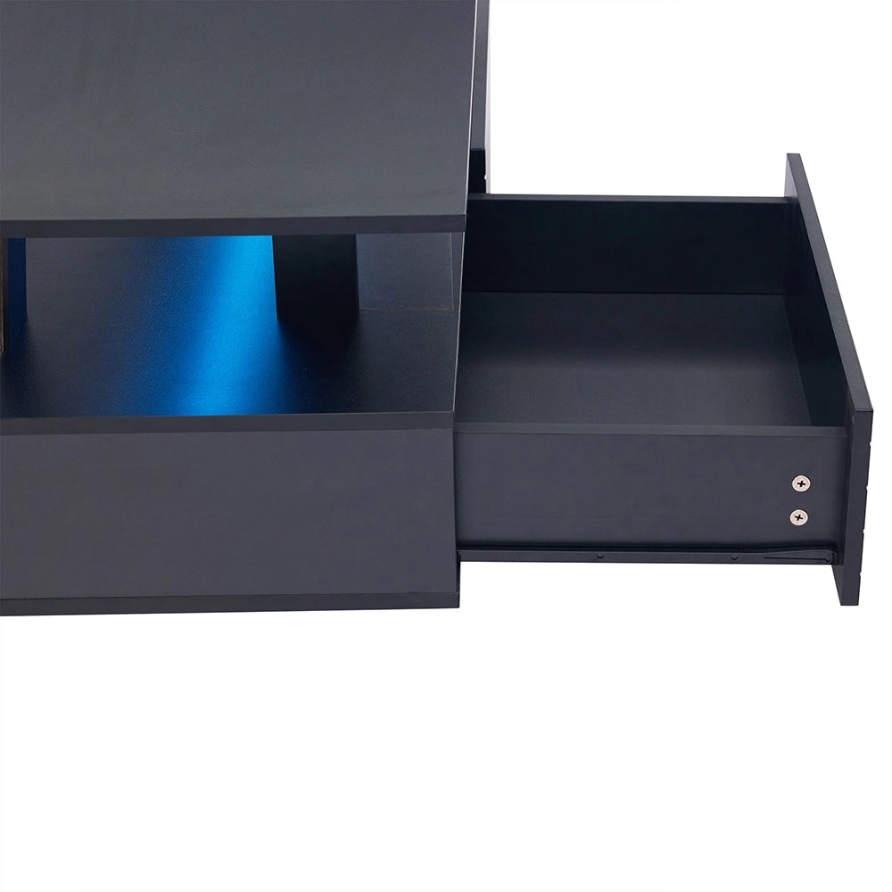 Tavolino-Xylo-Nero LED Bluetooth doppio strato
