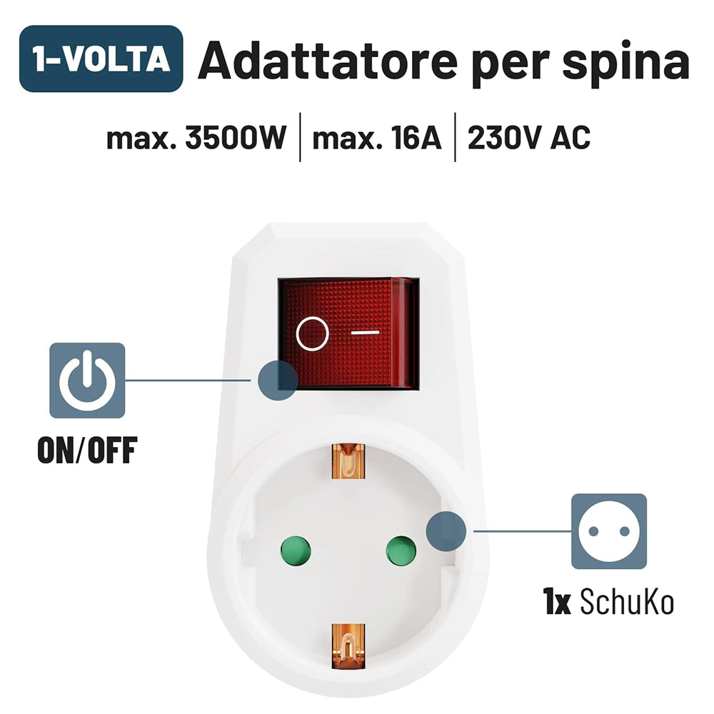 Presa Elettrica con Interruttore Schuko 2 Poli ¨C Xylo ¨C Bianca