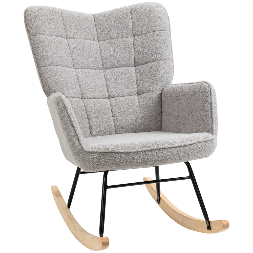 Poltrona a dondolo ¨C Minimal ¨C Boucl¨¦ grigio chiaro 71x98x101 cm