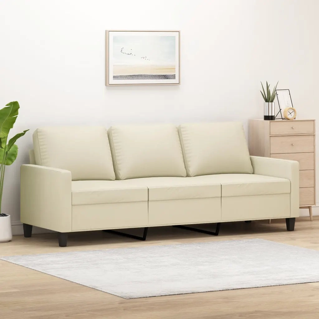Divano a 3 Posti-Sofa 3 Posti Crema 180 cm in Similpelle 287574