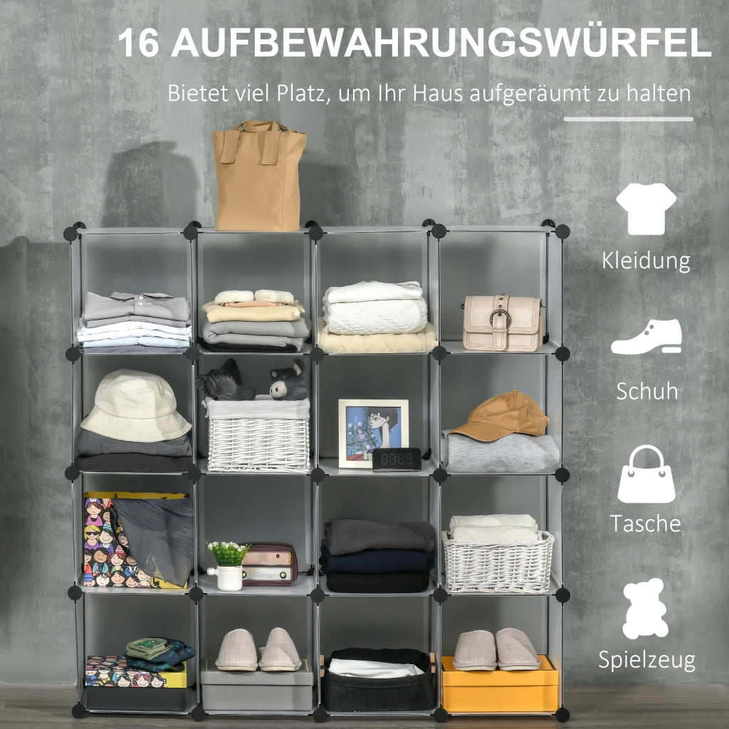 Sistema scaffali modulare con 16 cubi ¨C Minimal ¨C Nero e bianco 80x30x24 cm