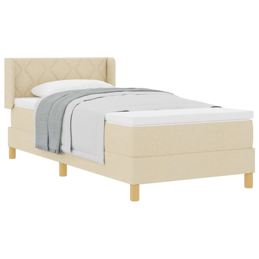 Letto a molle con materasso Crema 200 x 100 cm Tessuto 3341347