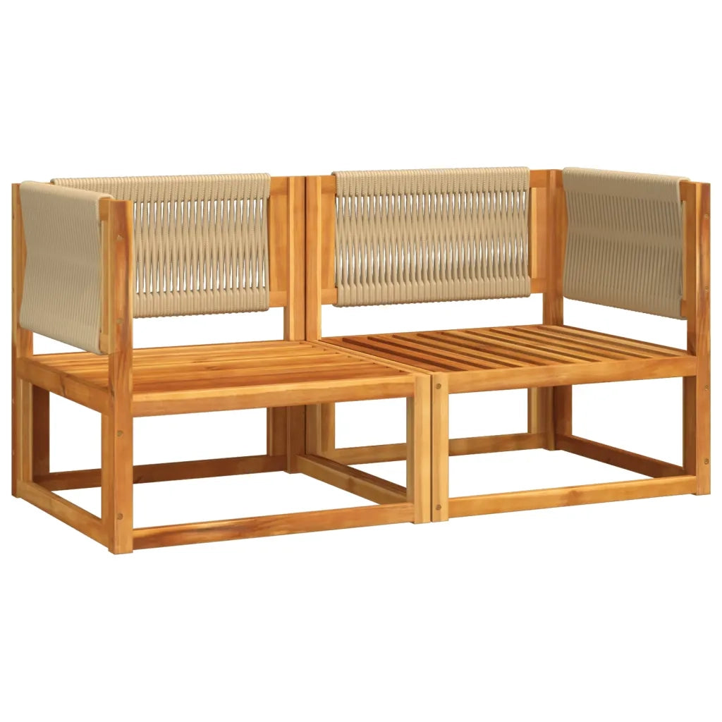 Divani da Giardino Angolari con Cuscini 2 pz in Legno di Acacia e Corda 3278853