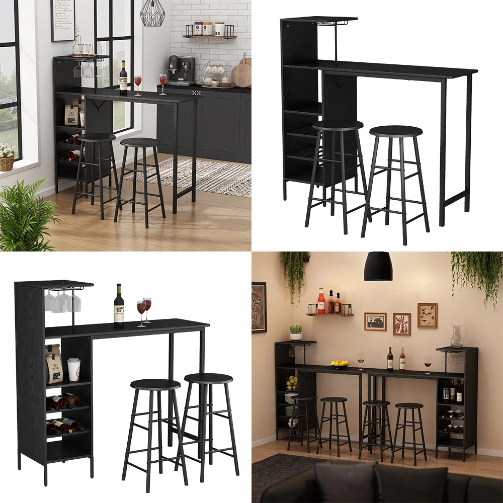 Vicco Set di tavoli da bar Nero 121.5 x 40 cm con 2 sgabelli