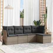 Set Divano da Giardino 5 pz con Cuscini Grigio in Polyrattan 3217560