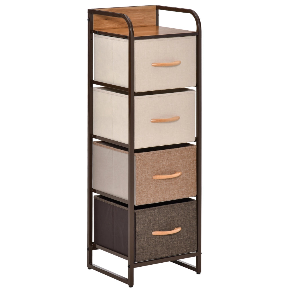 Cassettiera 4 Cassetti in Tessuto e Legno ¨C zephmum ¨C 31x29x99 cm Multicolore