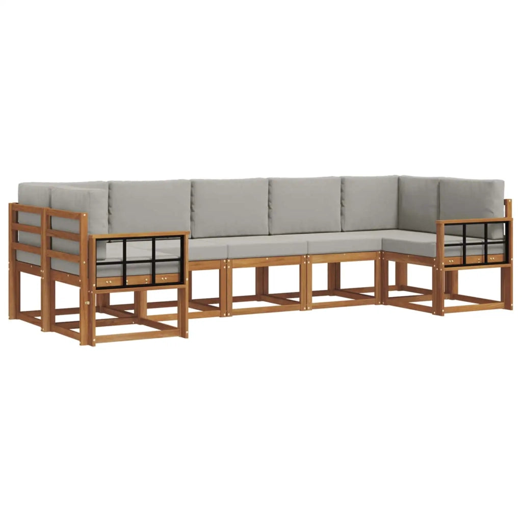 Set di divani da esterno 7 pcs Grigio Naturale e Chiaro 3366929