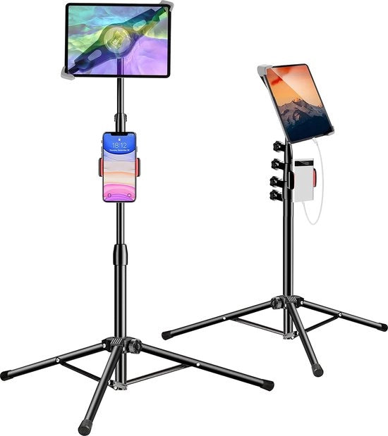 Supporto per tablet, alta in altezza regolabile, piattaforma per tablet con 2 supporti per tablet da 9-15 pollici